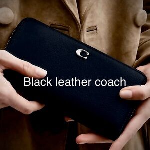 Men'/Woman Black Leather Wallet